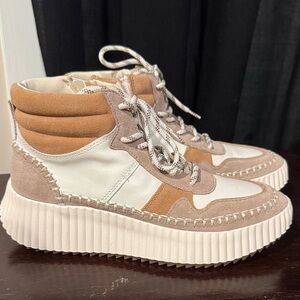 Dolce Vita Women's Cream and Tan High-Top Sneakers